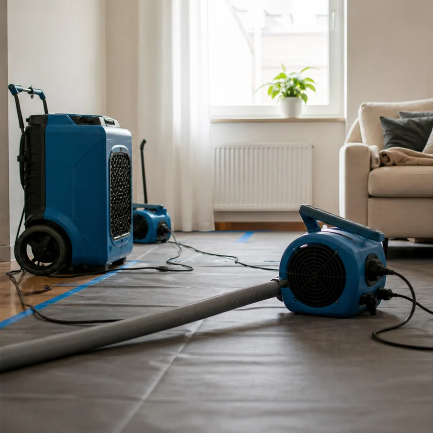 Technische Trocknungsgeräte in einem geschützten Wohnraum